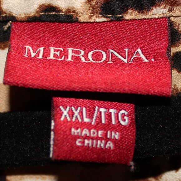 Merona, Blouse, XXL, Leopard Print, Half-button, Scoop Neck, Lightly Used - Picture 3 of 4